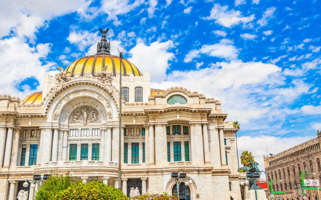 Amazing palace of fine arts architectural masterpiece in Mexico City.